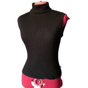 BUFFALO - Turtleneck rib sweater fitted body sleeveless jumper tank top - medium